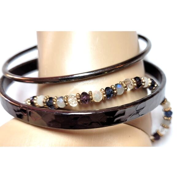 Iridescent Rainbow Titanium Necklace Earring Bracelet Futuristic Cyberpunk Boho - Picture 3 of 8